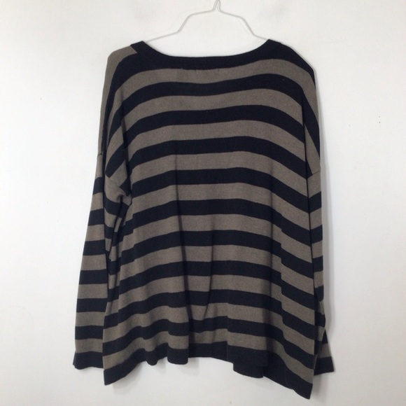 Linda Matthews sweater women large angora stripe pullover pockets - Picture 5 of 6